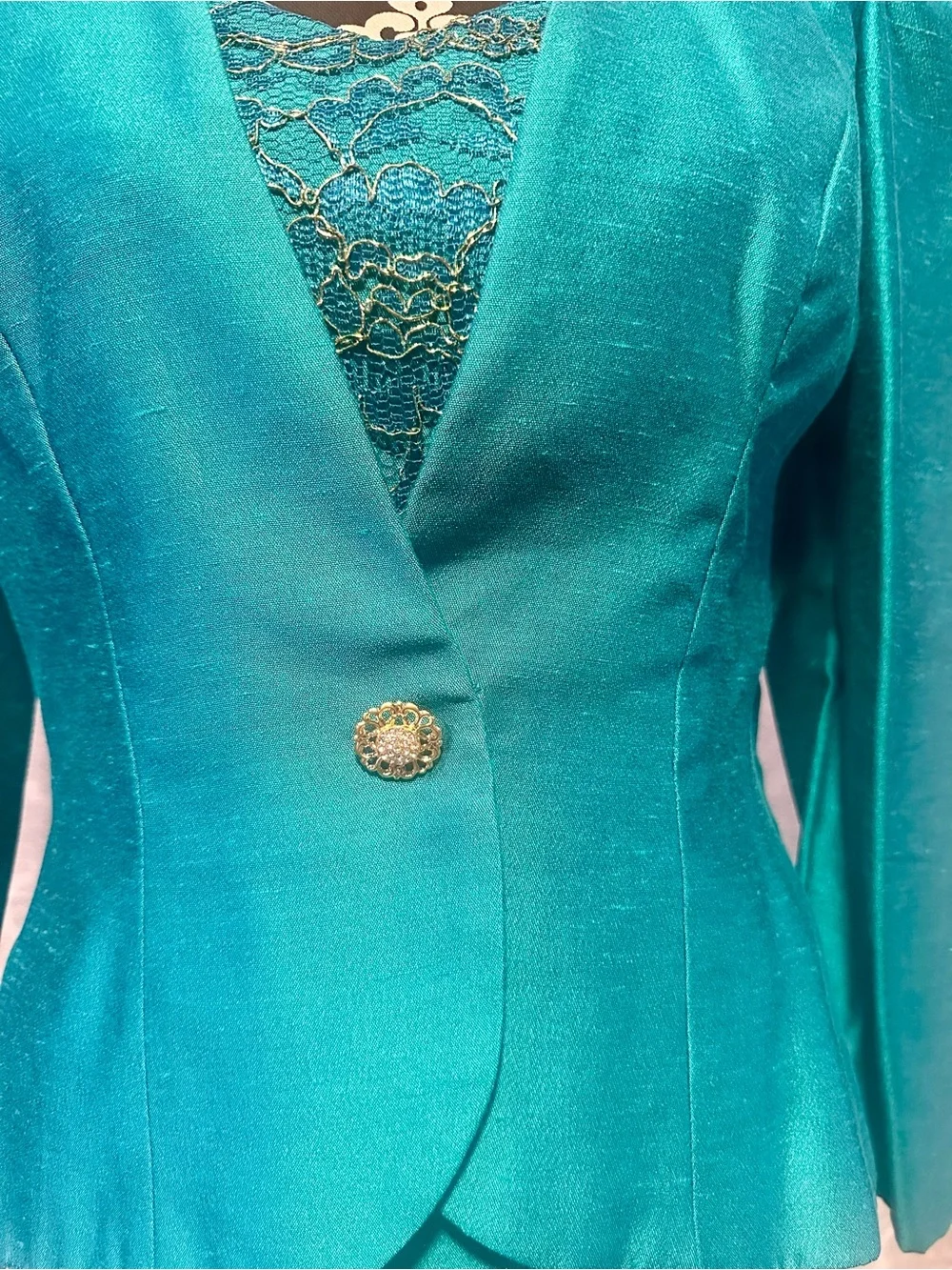 Hollywood Glam VTG80s teal two piece dress set Union tag sz 10 VTG, sz 4 modern